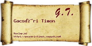 Gacsári Timon névjegykártya